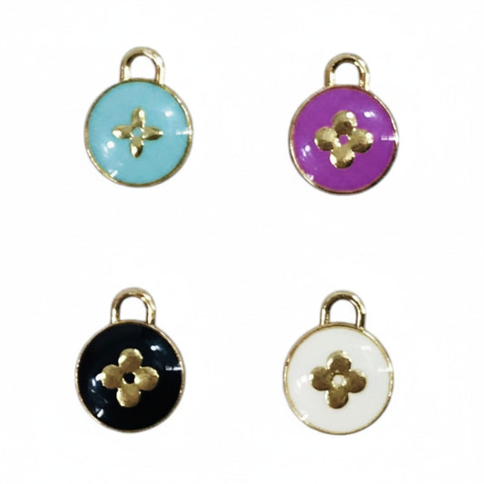 Small Double-Sided Flourish Enamel Charms