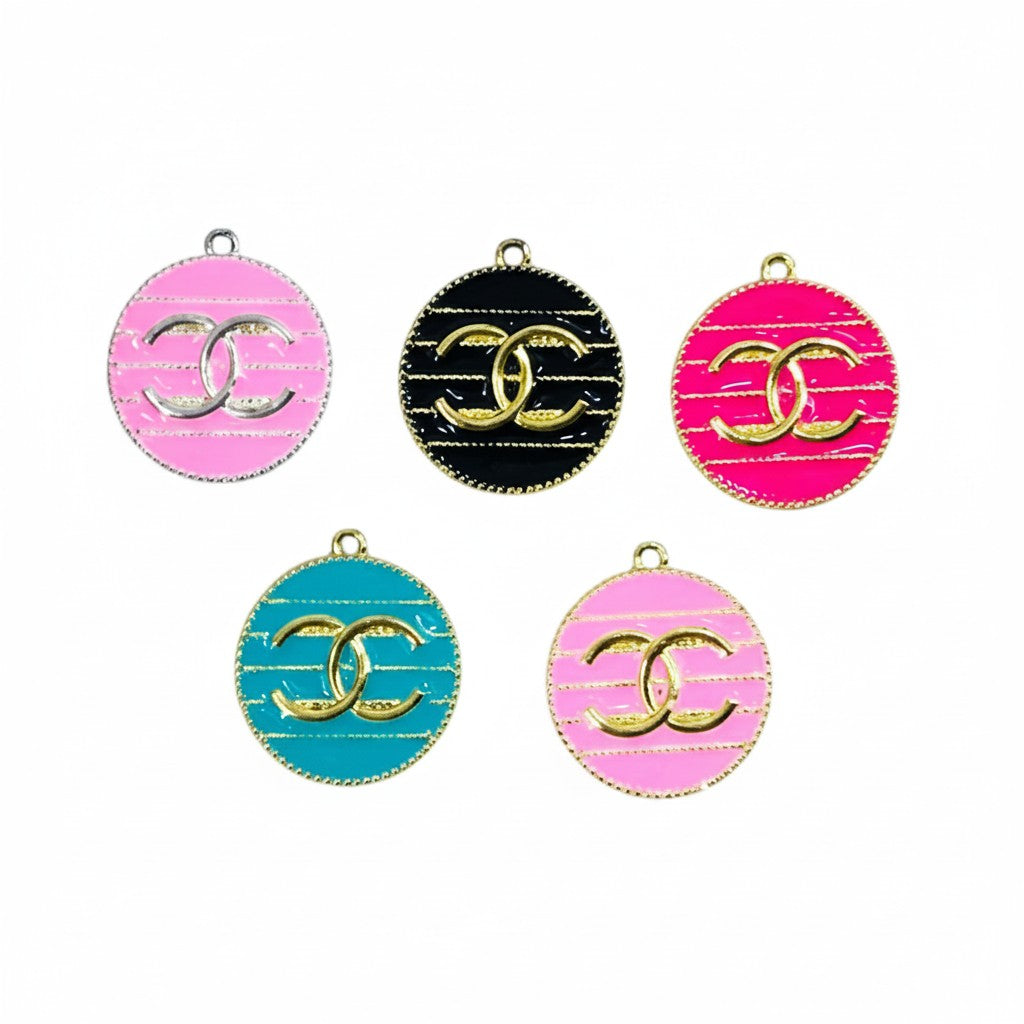 Large Round Metal Colored Charms