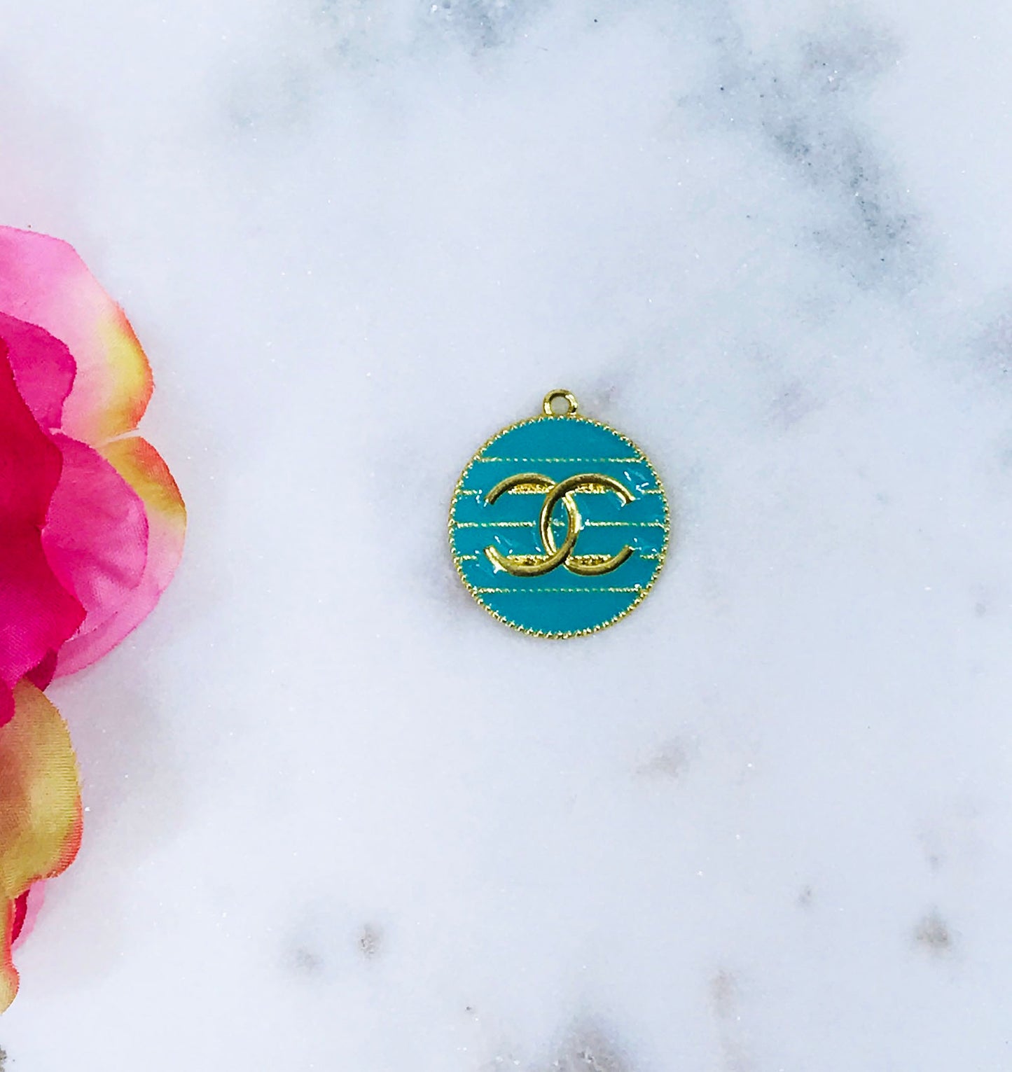 Large Round Metal Colored Charms
