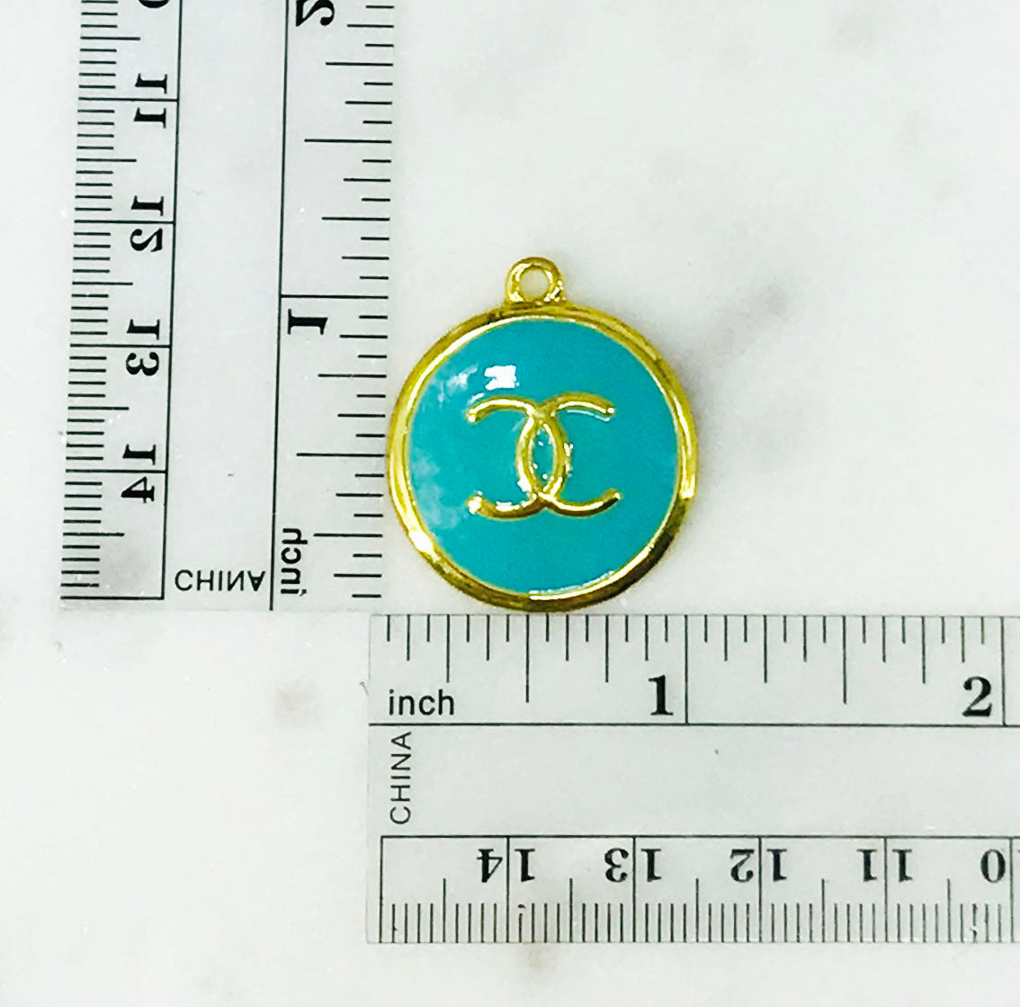 1" Gold Tone Round Colored Charms