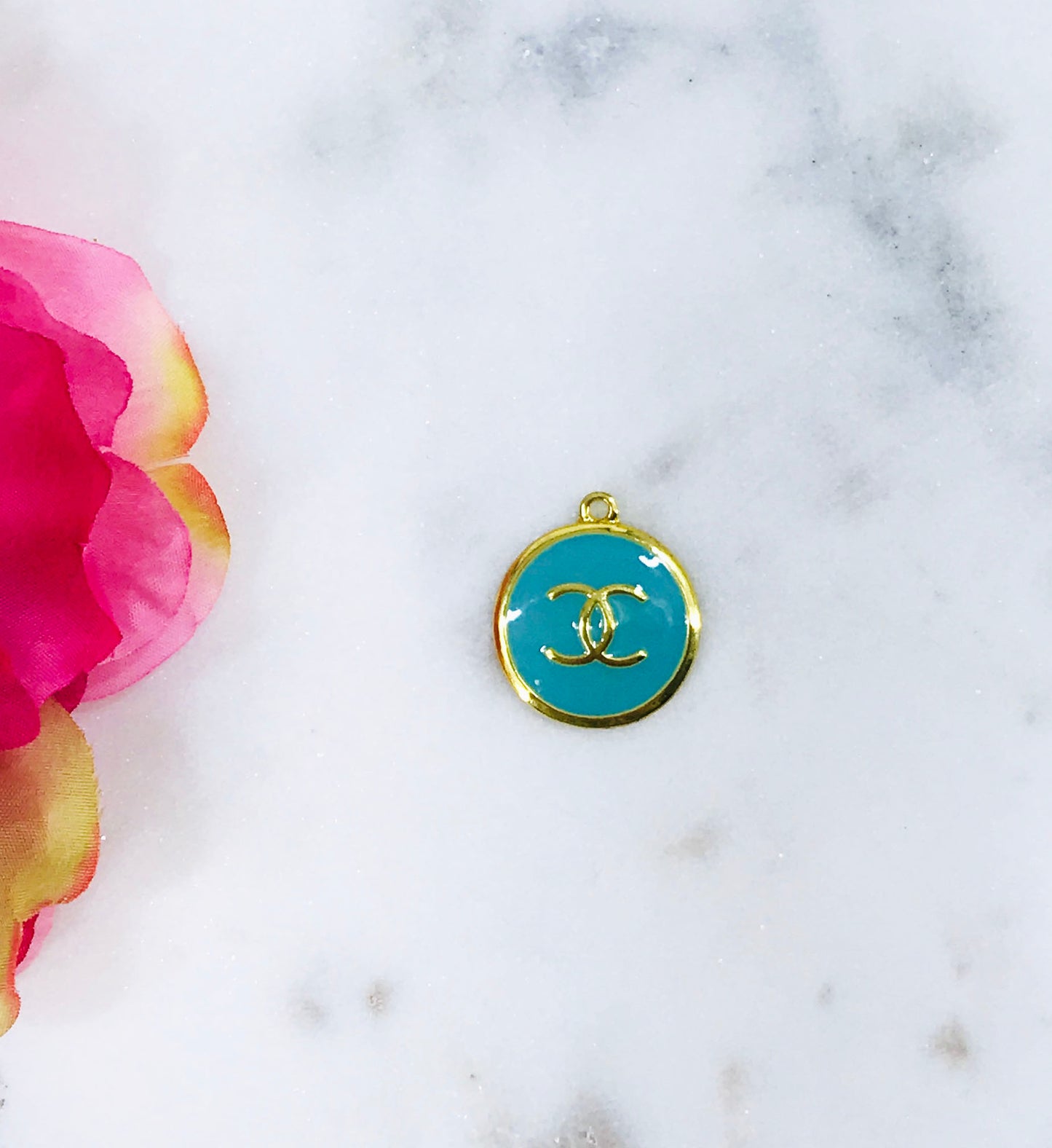 1" Gold Tone Round Colored Charms