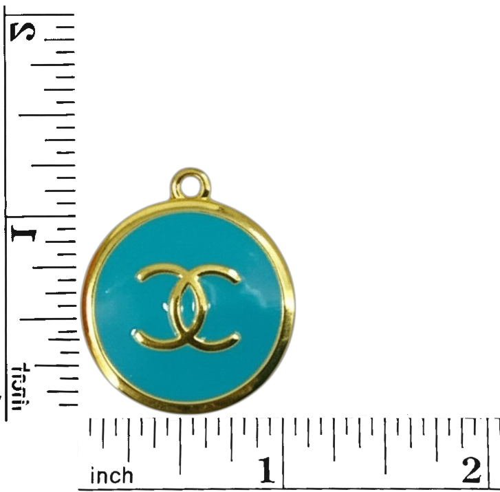 1" Gold Tone Round Colored Charms