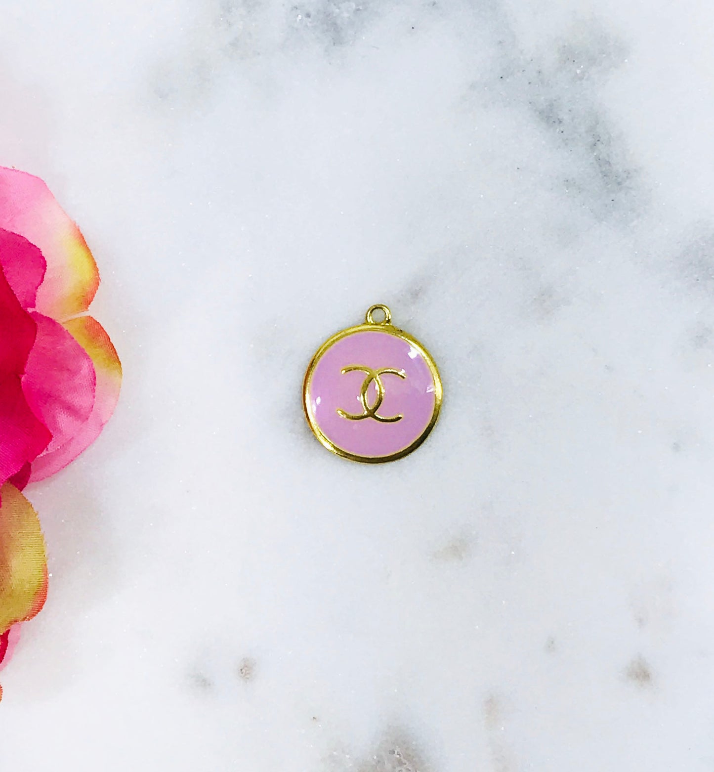 1" Gold Tone Round Colored Charms