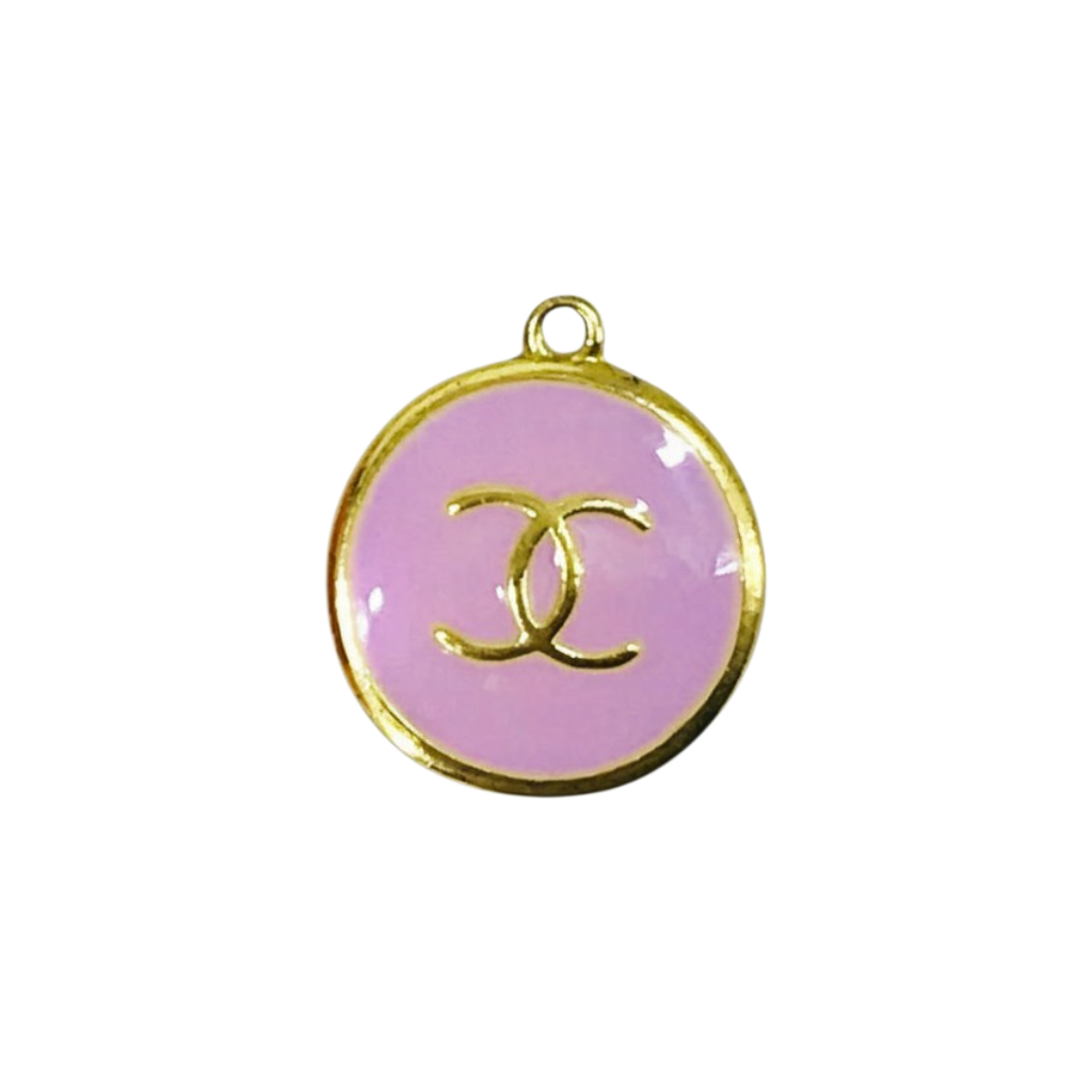 1" Gold Tone Round Colored Charms