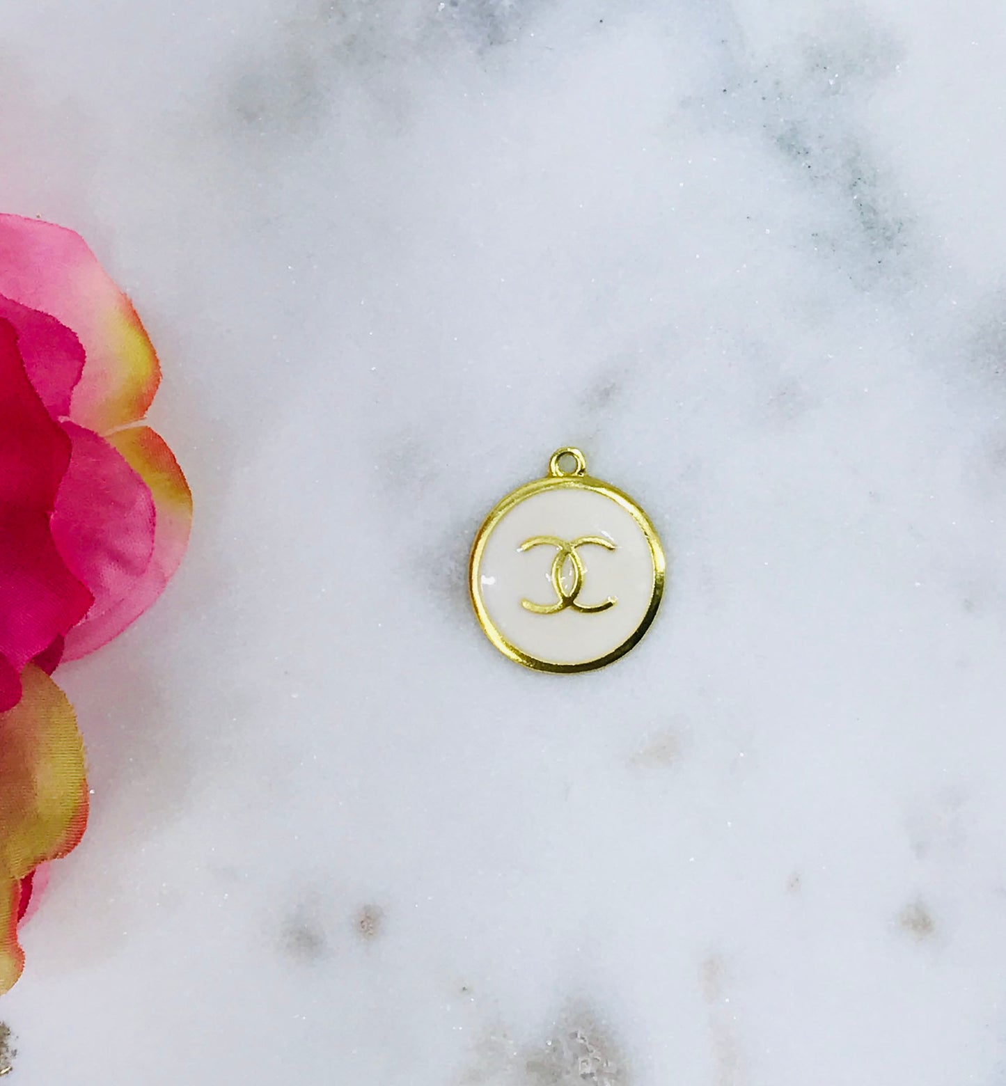 1" Gold Tone Round Colored Charms