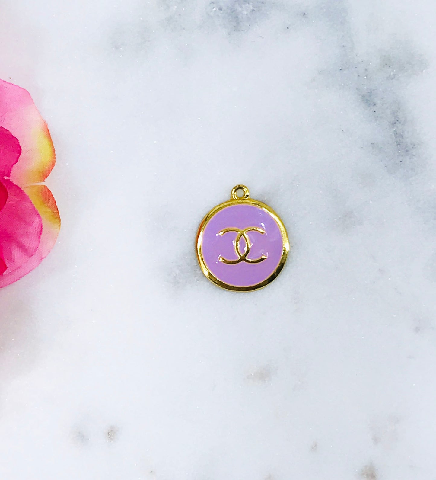 1" Gold Tone Round Colored Charms