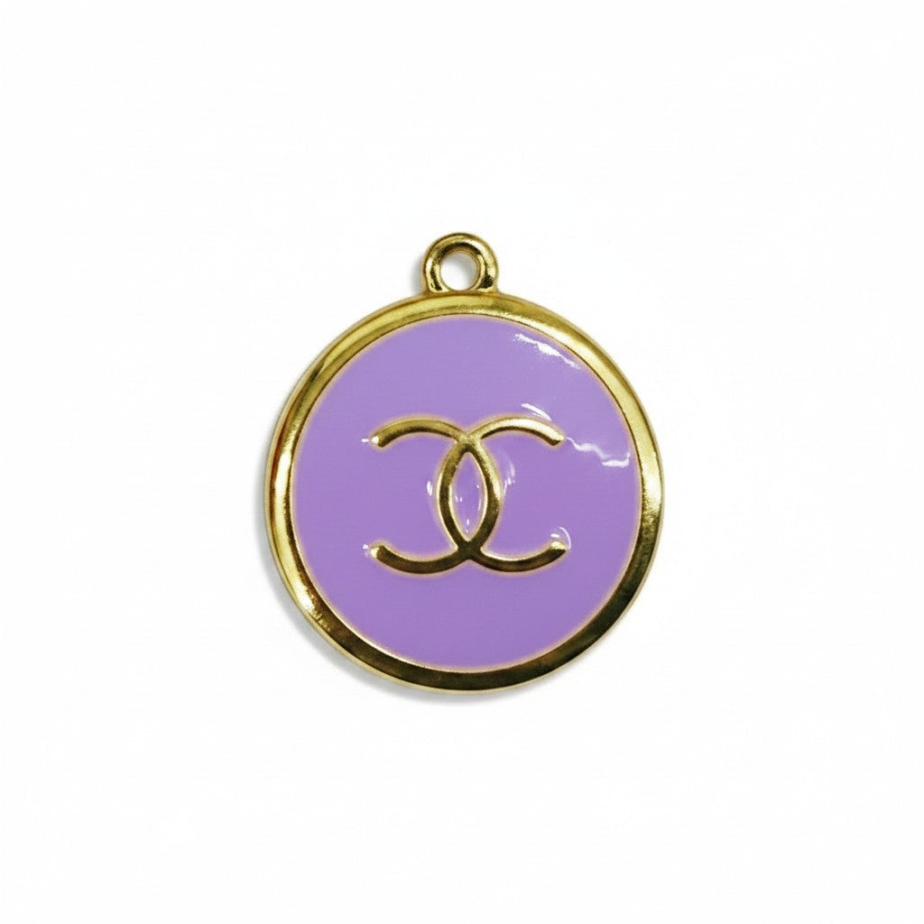 1" Gold Tone Round Colored Charms
