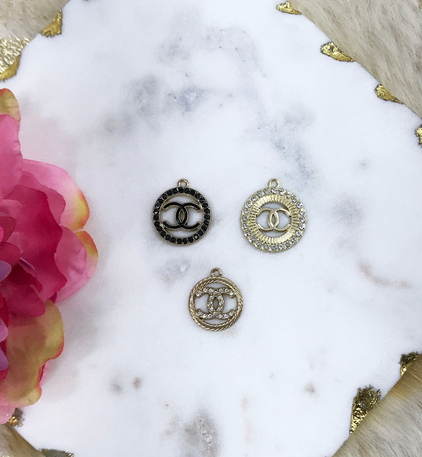 Round "Classy" Rhinestone Charms