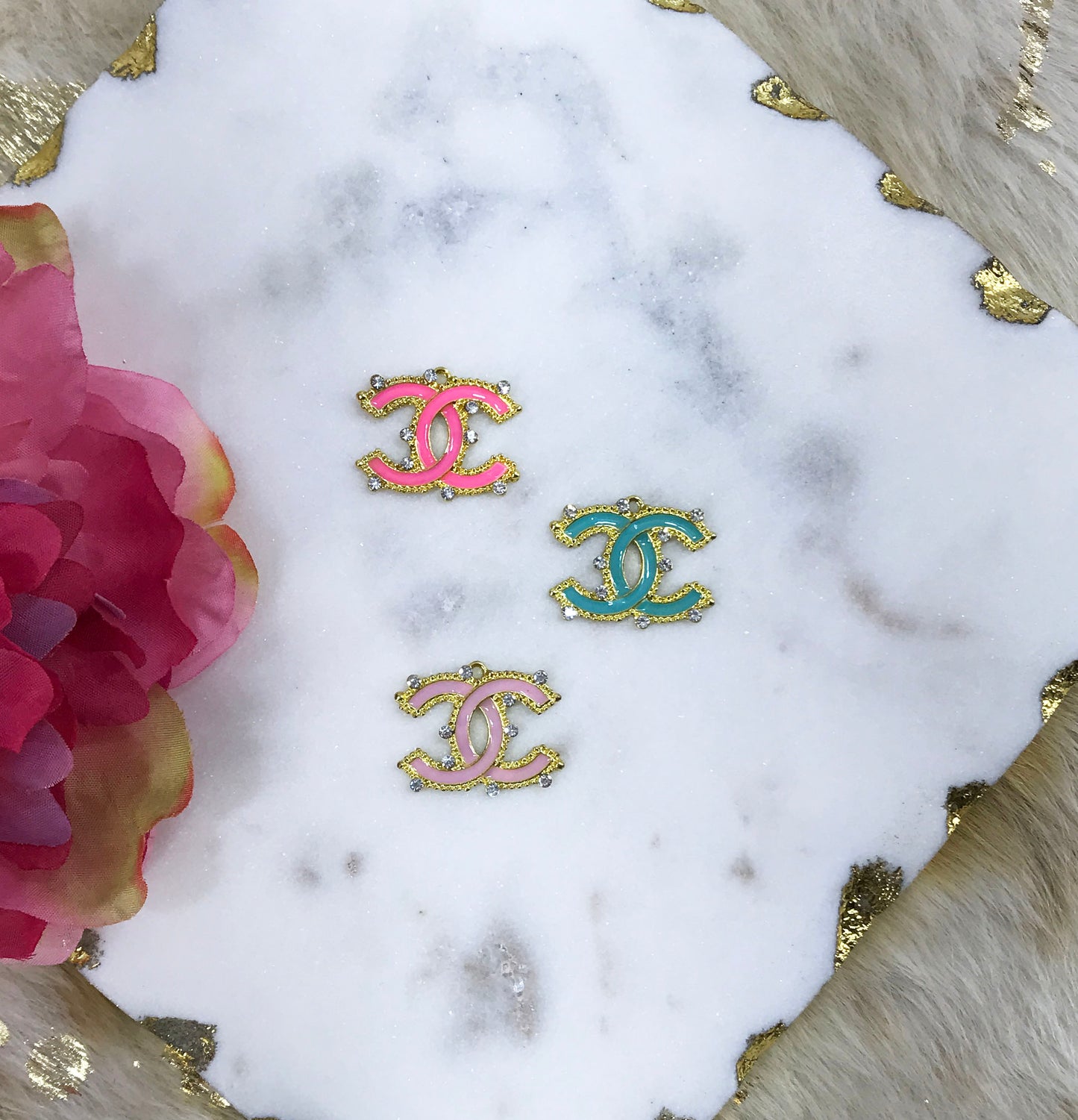Large Colored Enamel & Rhinestone Charms