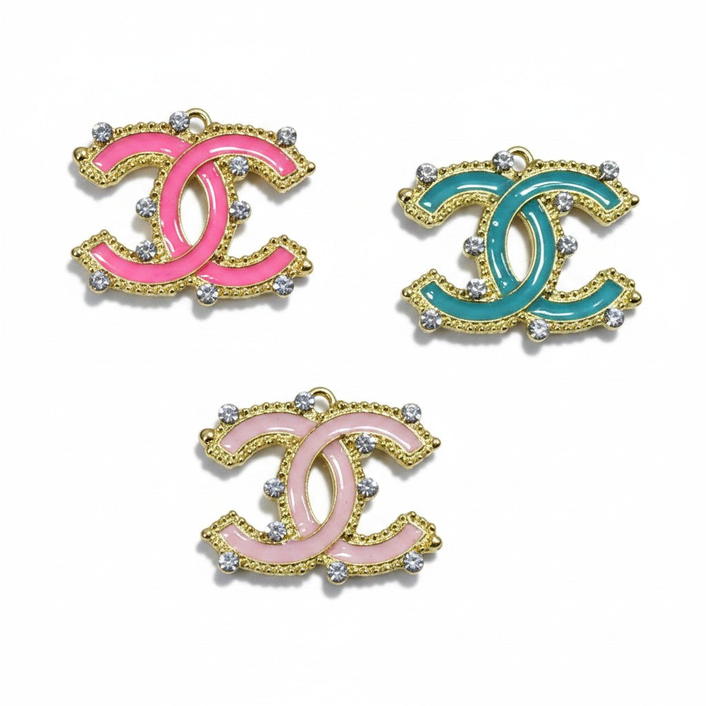 Large Colored Enamel & Rhinestone Charms