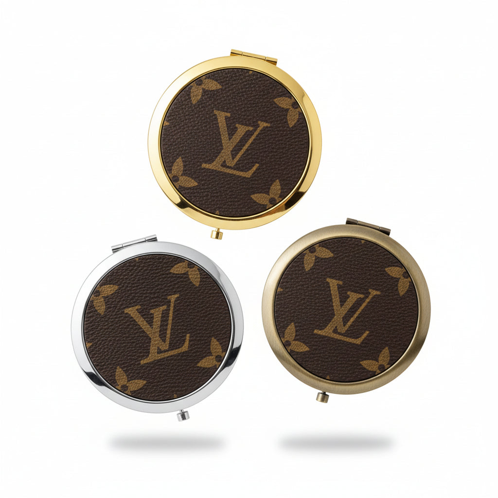 Brown Leather Compact Mirror