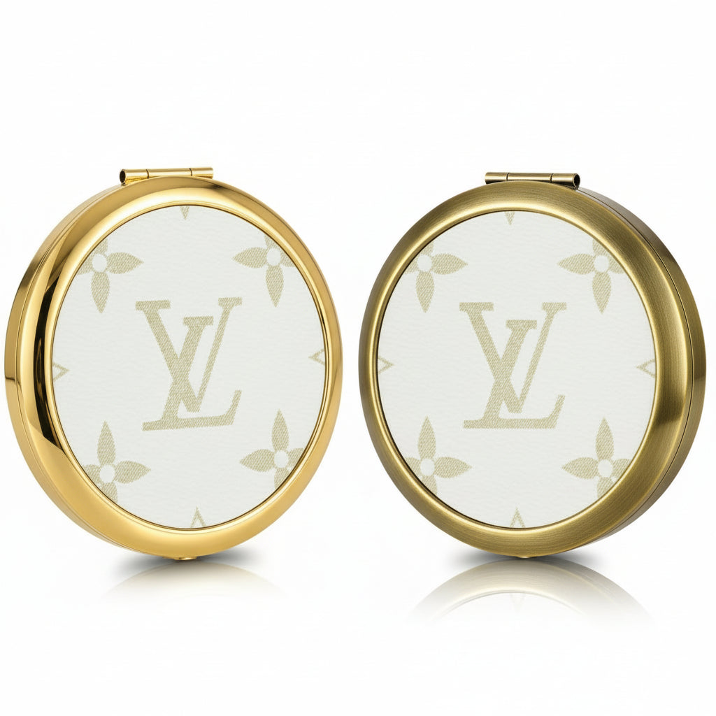 White Leather Compact Mirror
