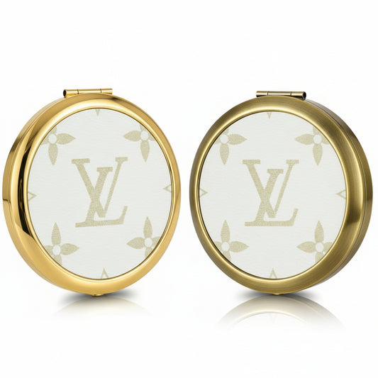 White Leather Compact Mirror