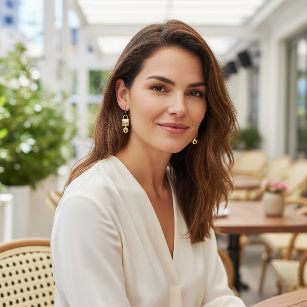 Lock & Key Charm Drop Earrings