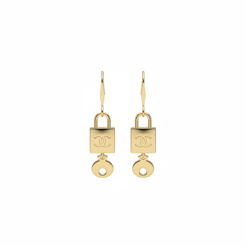 Lock & Key Charm Drop Earrings