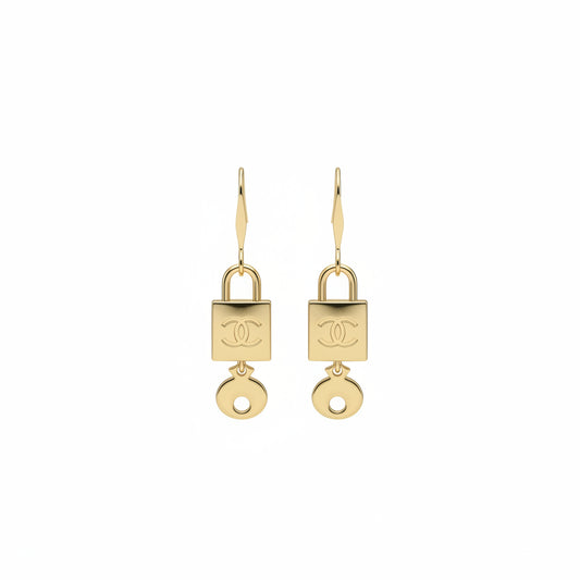Lock & Key Charm Drop Earrings
