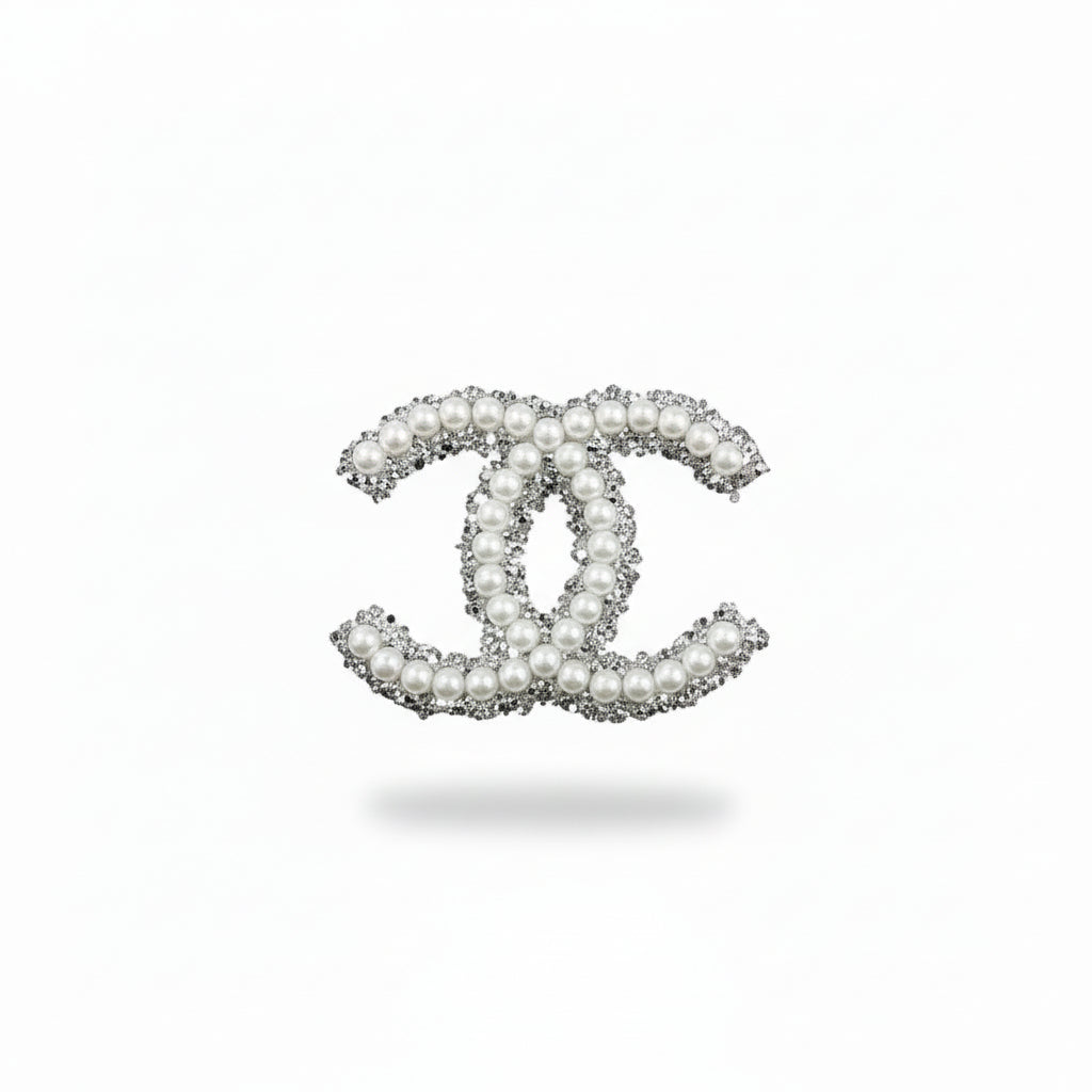 White Pearl & Silver Glitter Emblems
