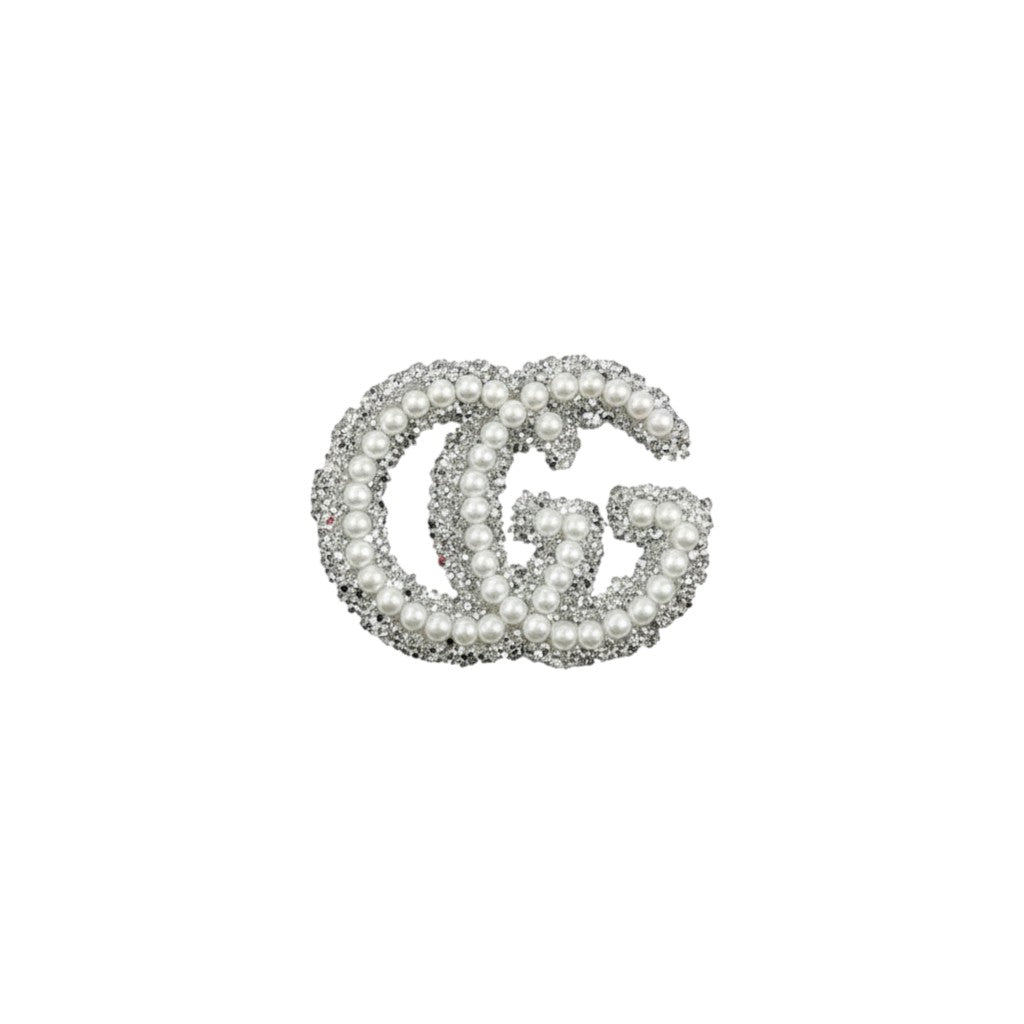 White Pearl & Silver Glitter Emblems