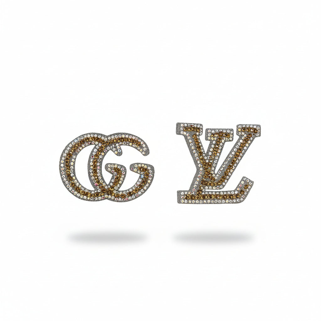 Gold Rhinestone & Clear AB Bling Emblems
