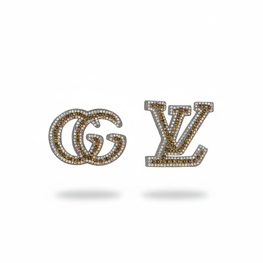 Gold Rhinestone & Clear AB Bling Emblems