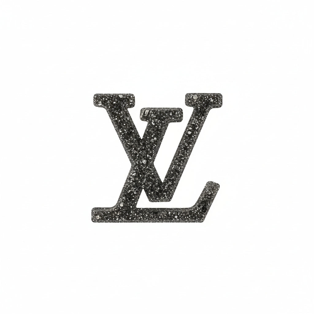 Dark Gray Chunky Glitter Emblem