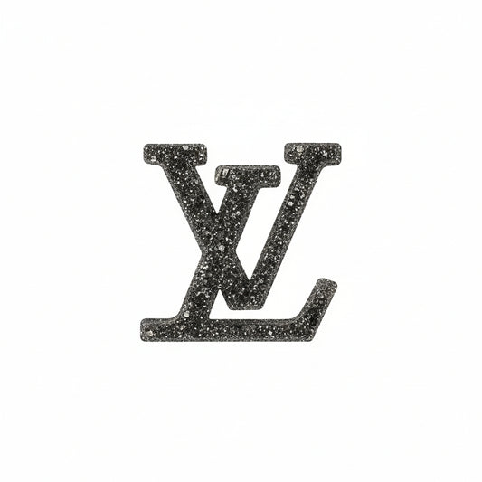 Dark Gray Chunky Glitter Emblem