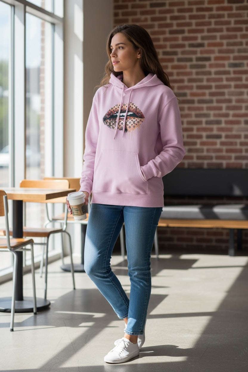Pink Leopard Lip Hoodie