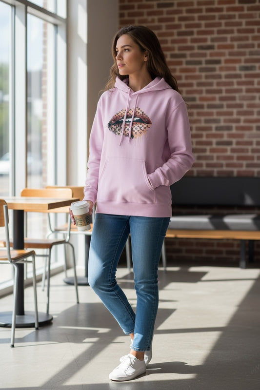 Pink Leopard Lip Hoodie