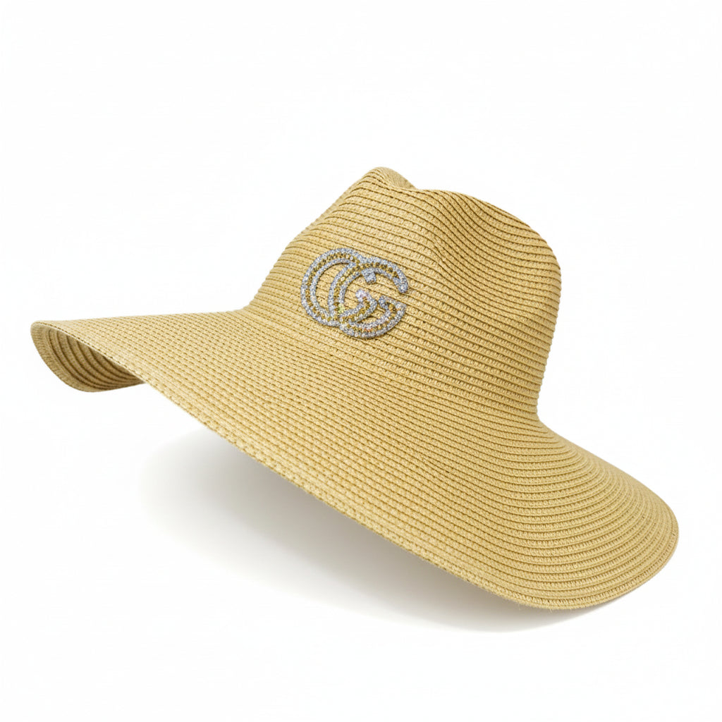 GG Rhinestone Panama Sun Hat