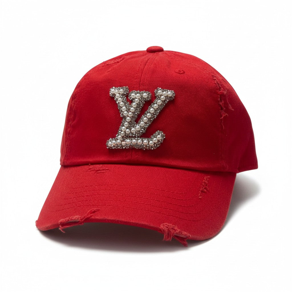 Red Pearl Glitter Ponytail Hat