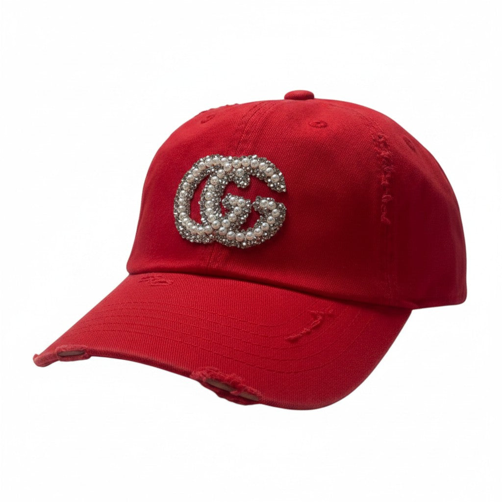 Red Pearl Glitter Ponytail Hat