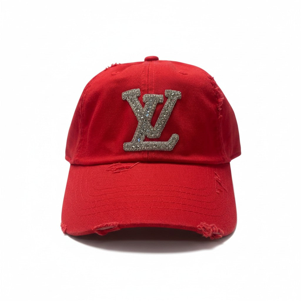 Red Rhinestone Ponytail Hat