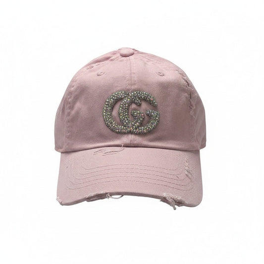 Pink AB Rhinestone Ponytail Hat