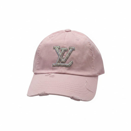 Pink Clear AB Emblem Ponytail Hat
