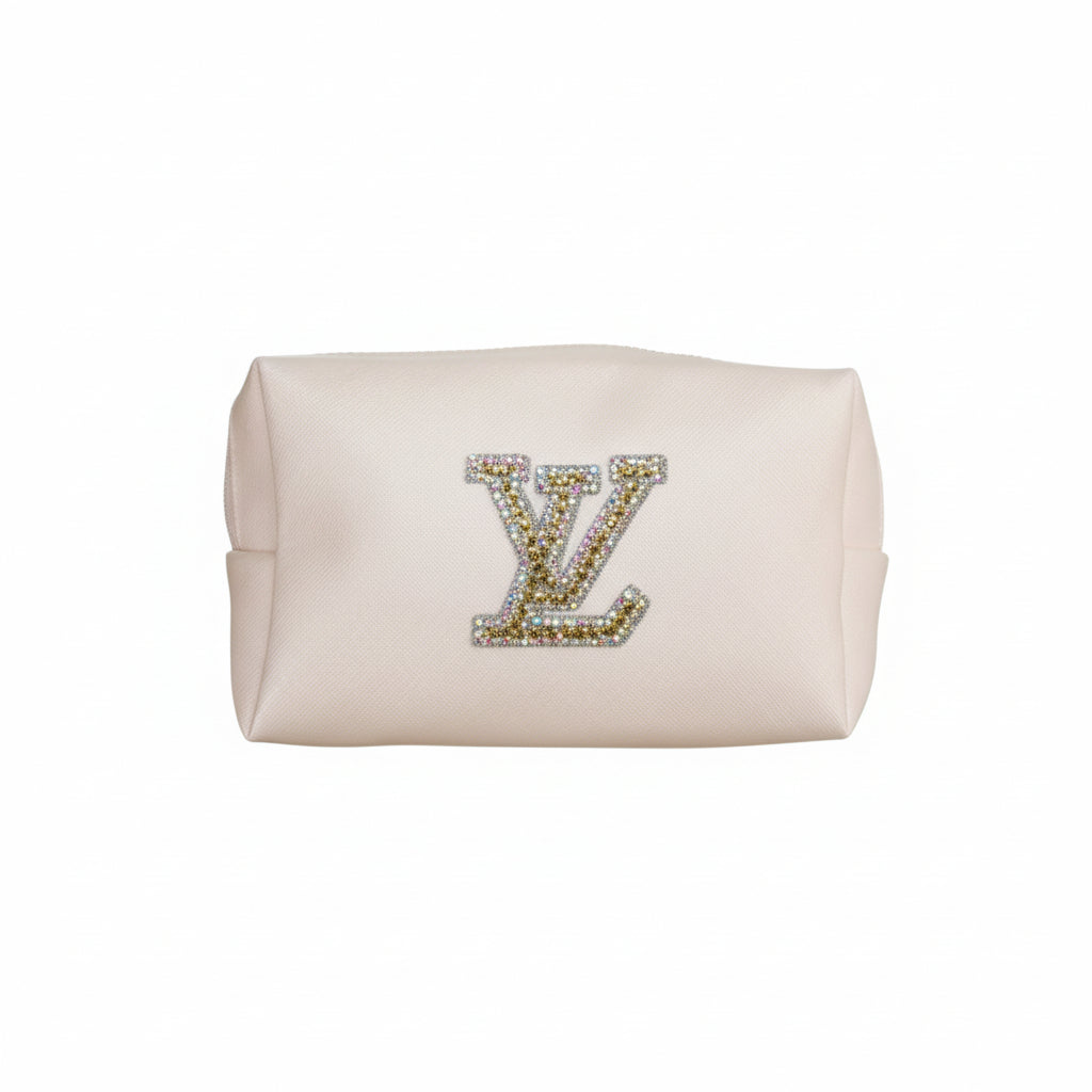 White Rhinestone Cosmetic Bags