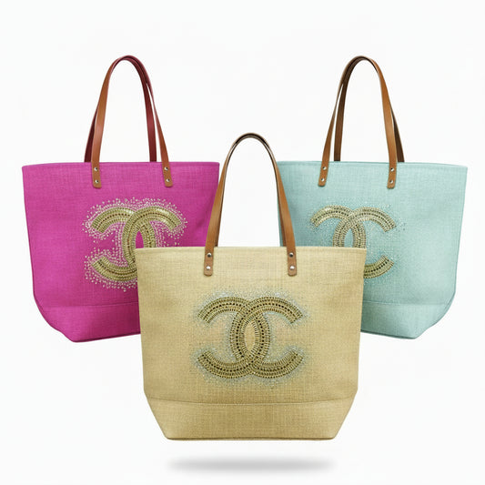 Rhinestone Burlap Tote Bags