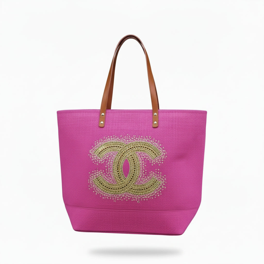 Rhinestone Burlap Tote Bags