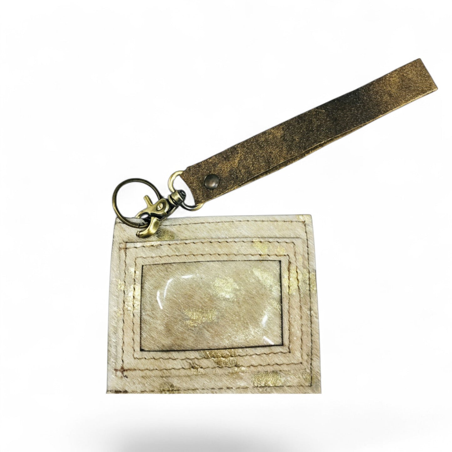 Gold Hair On Leather Cardholder