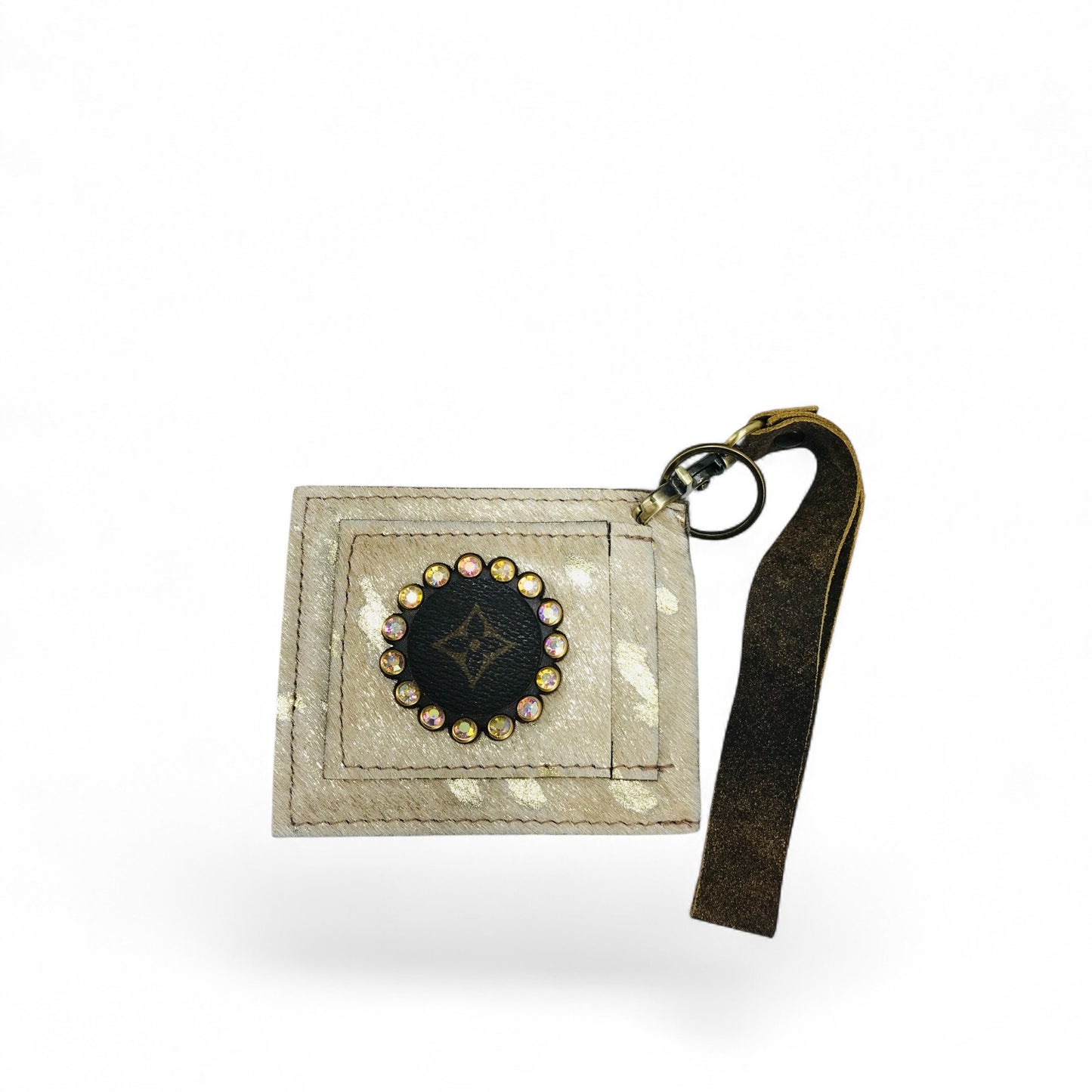 Gold Hair On Leather Cardholder