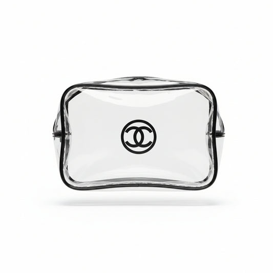 Clear Cosmetic Bag with CC Emblem