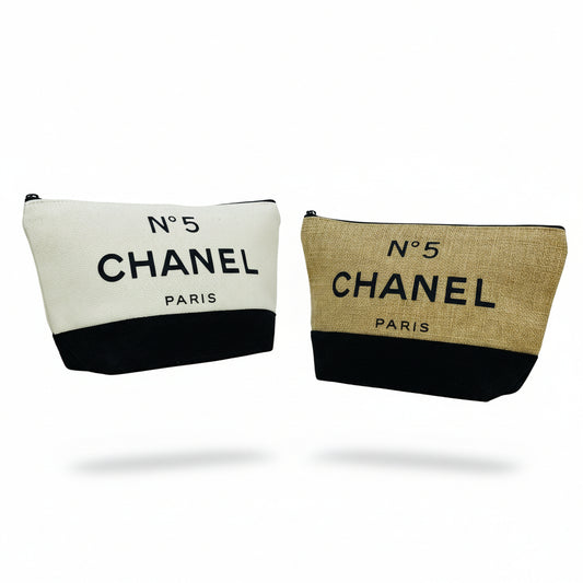 No. 5 Burlap Cosmetic Bags