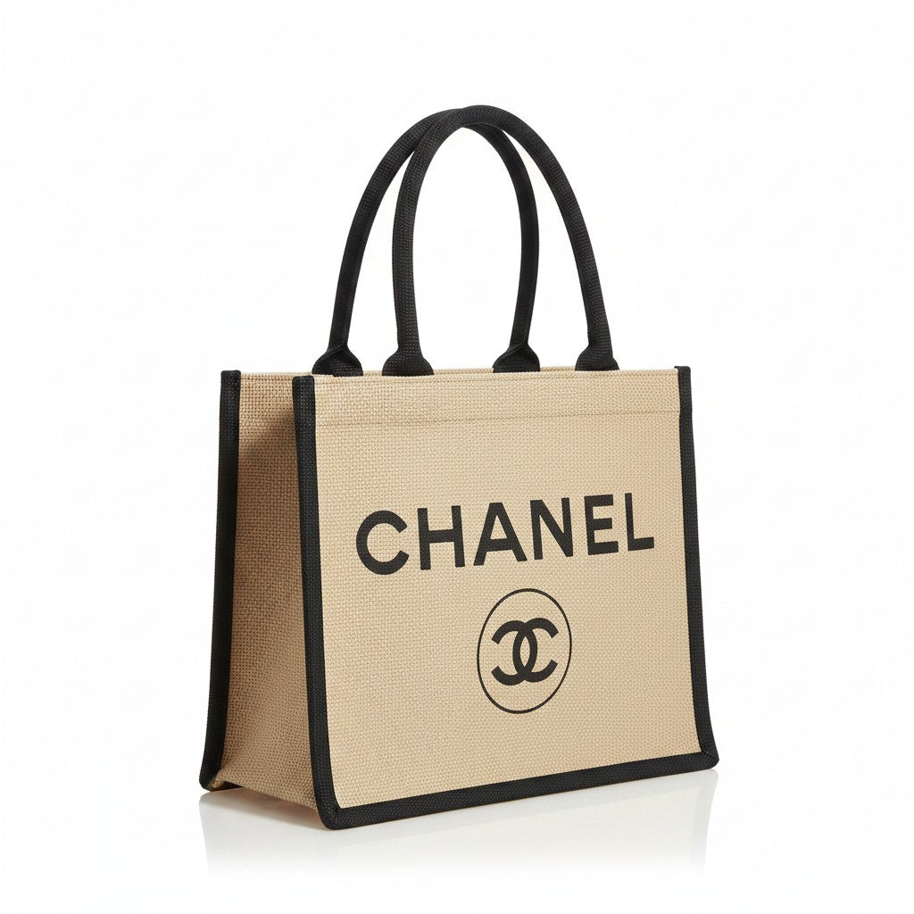 Double-Sided Boutique Two-Tone Burlap Tote