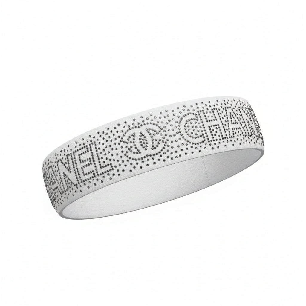 White Rhinestone Logo Hatband