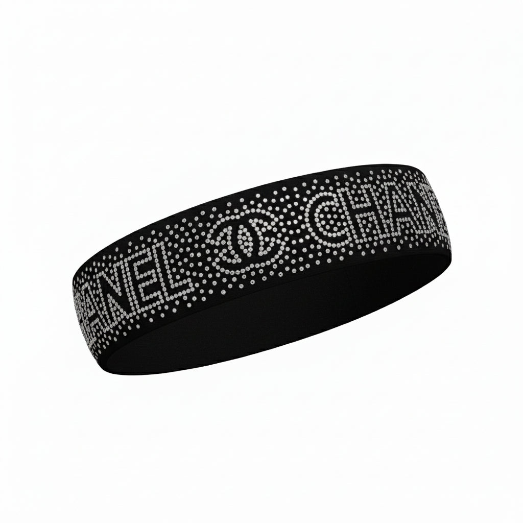 Black Rhinestone Logo Hatband
