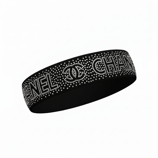 Black Rhinestone Logo Hatband