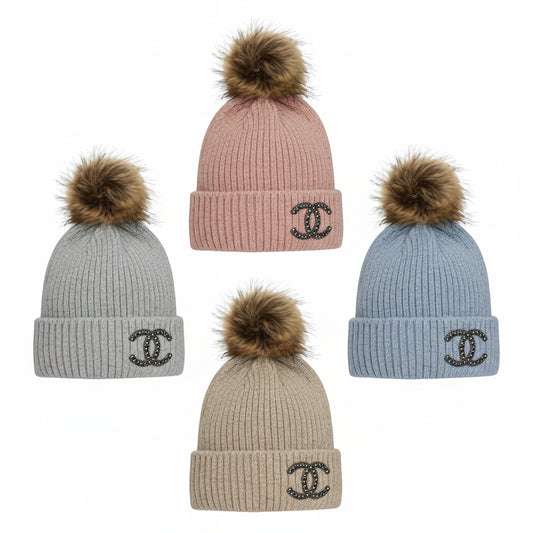 Rhinestone Icon Pom Beanie