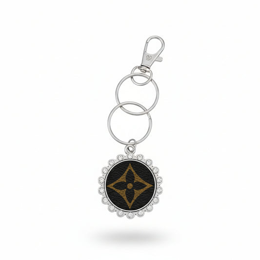 Silver Rhinestone Medallion Keychain