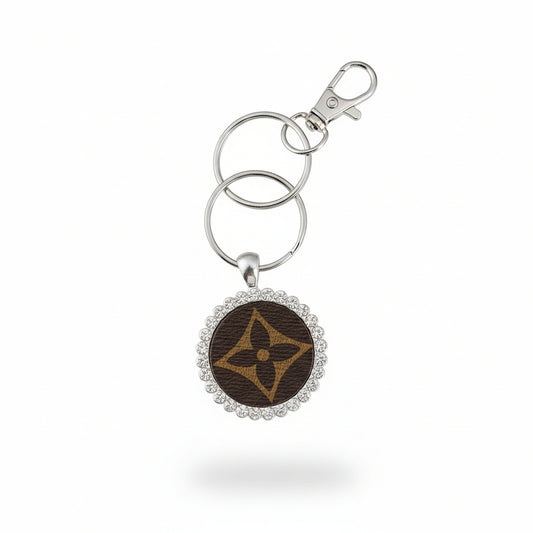 Silver Rhinestone Medallion Keychain