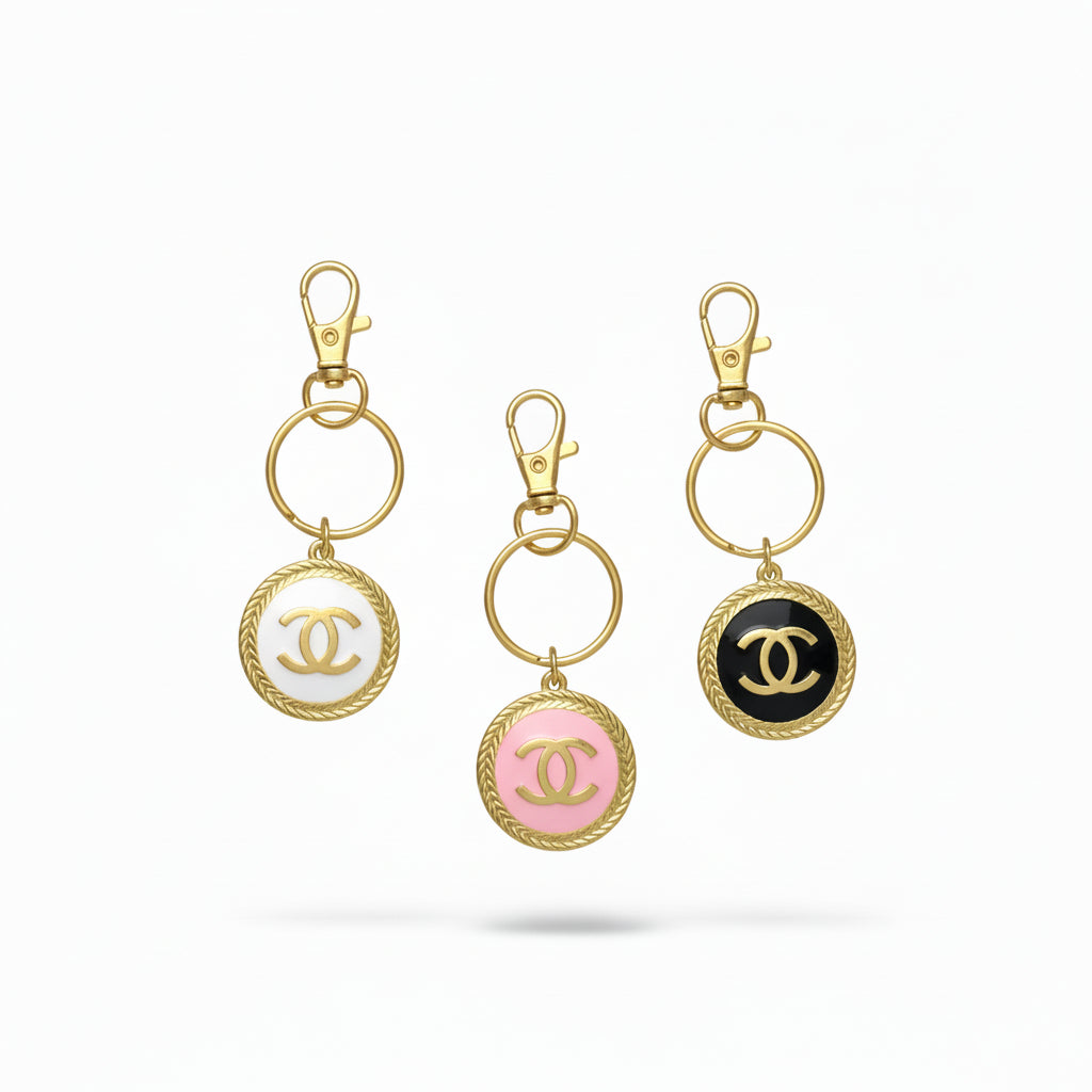 CC Button Charm Keychain