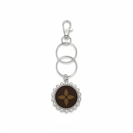 Silver Rhinestone Medallion Keychain